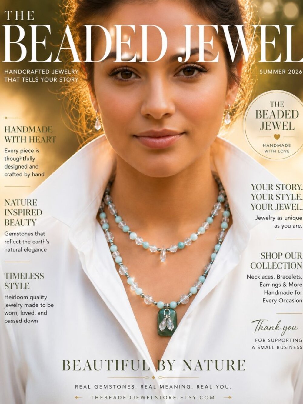 Amazonite and Crystal Beaded Necklace, Multi Strand Necklace